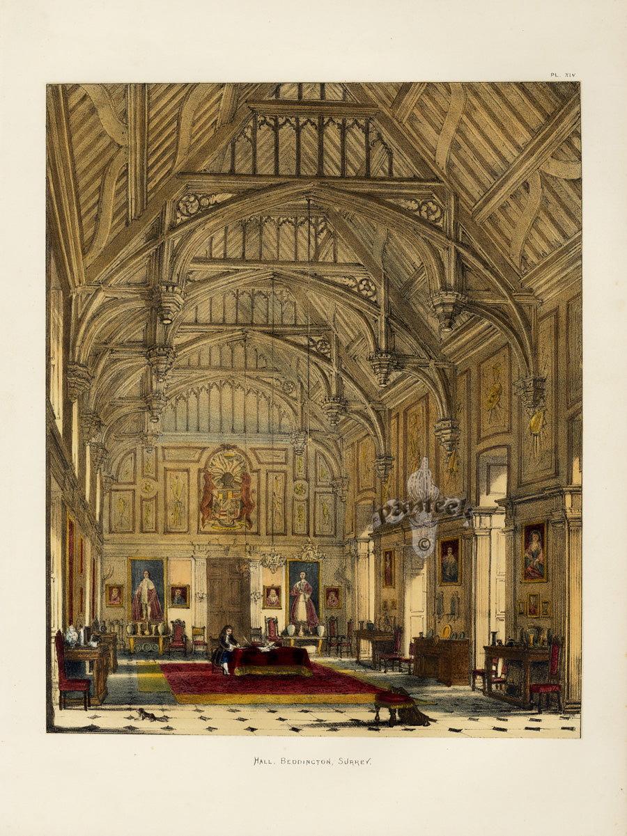 Nash Architecture Hand Colored Lithograph Beddington