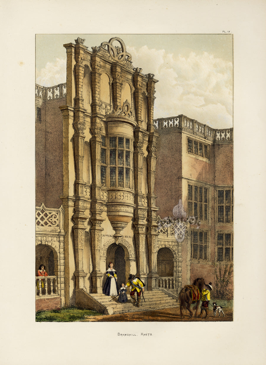 Nash Architecture Hand Colored Lithograph Bramshill House