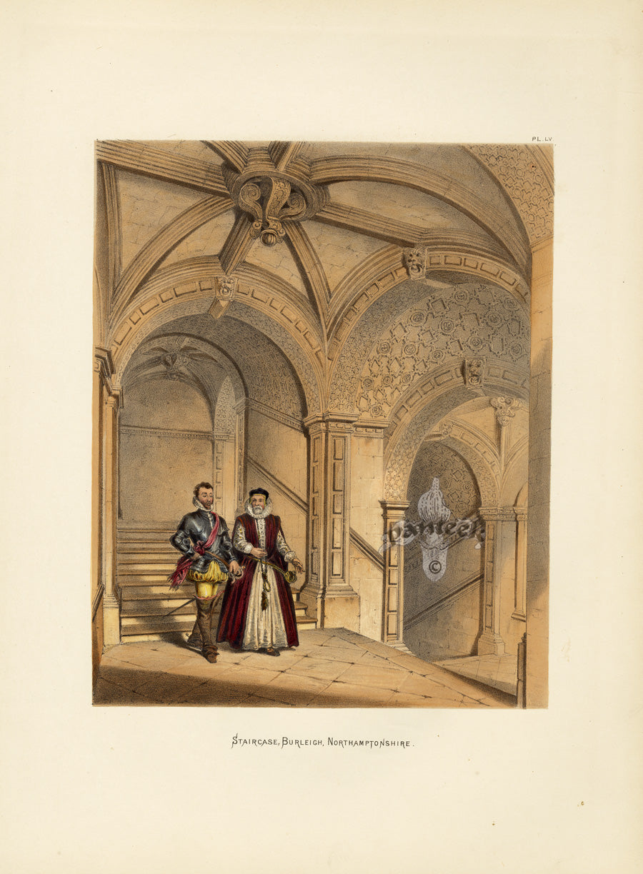 Nash Architecture Hand Colored Lithograph Burleigh House