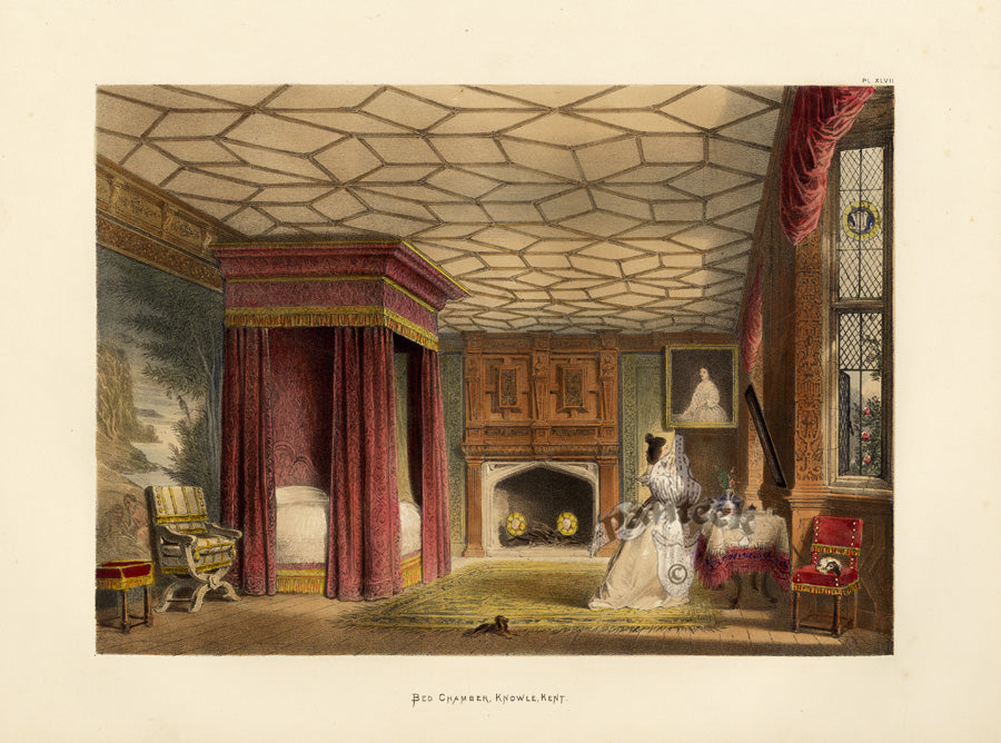 Nash Architecture Hand Colored Lithograph Knowle House