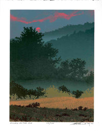 Night Scene Kissed by the Sun William H. Hayes Linocut - Panteek Antique Prints