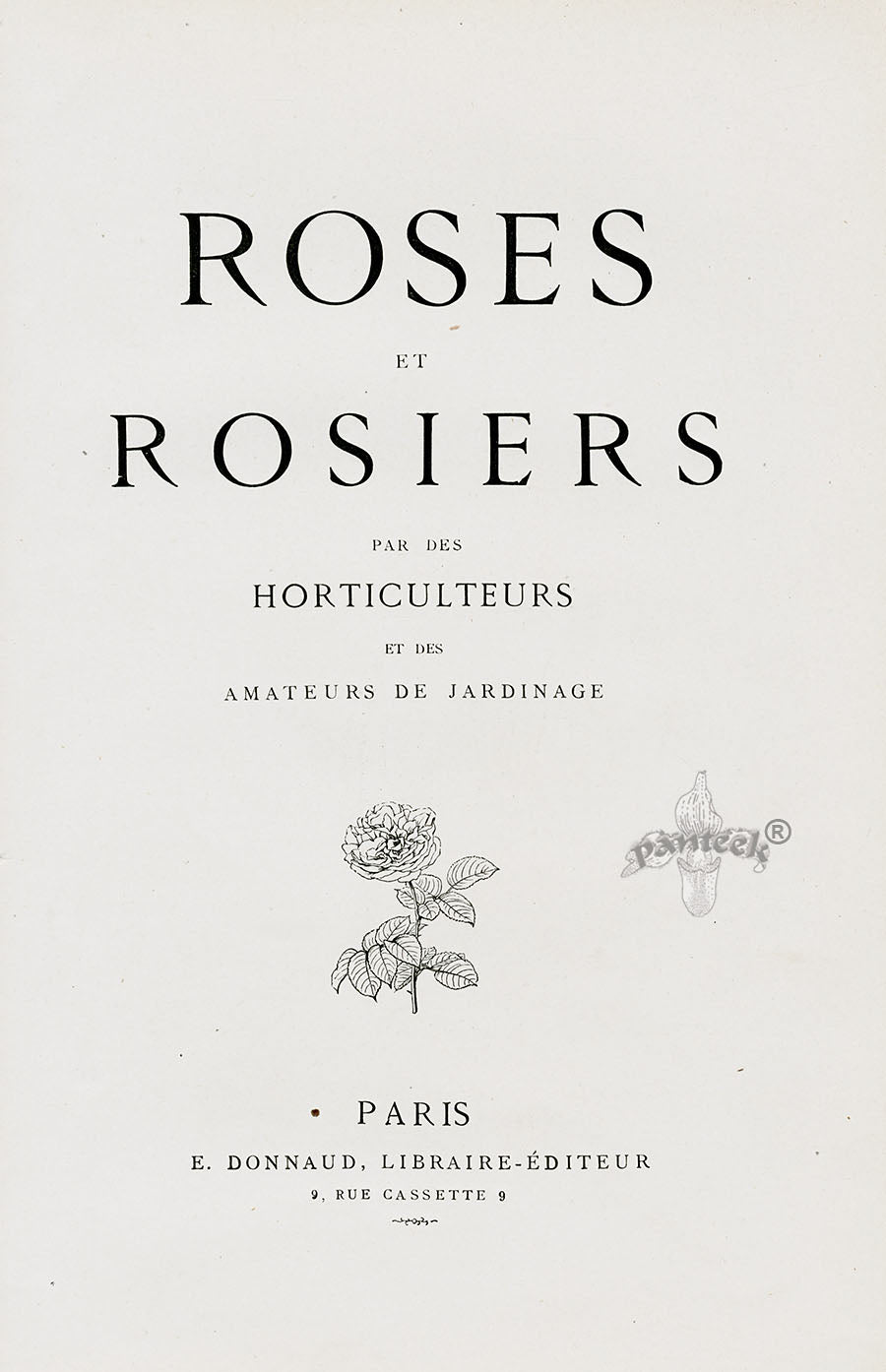 Orginal Hand Colored Roses 1884 Title Page