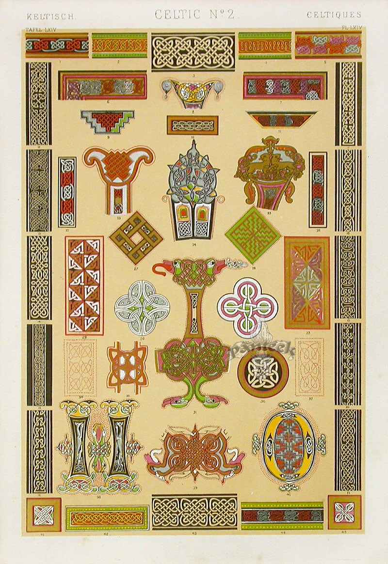 Owen Jones Grammar of Ornament Antique Print Celtic