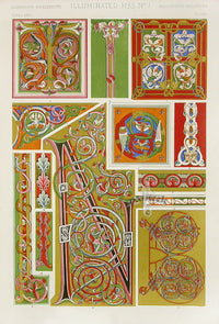 Owen Jones Grammar of Ornament Antique Print Illuminated Letters - Panteek Antique Prints