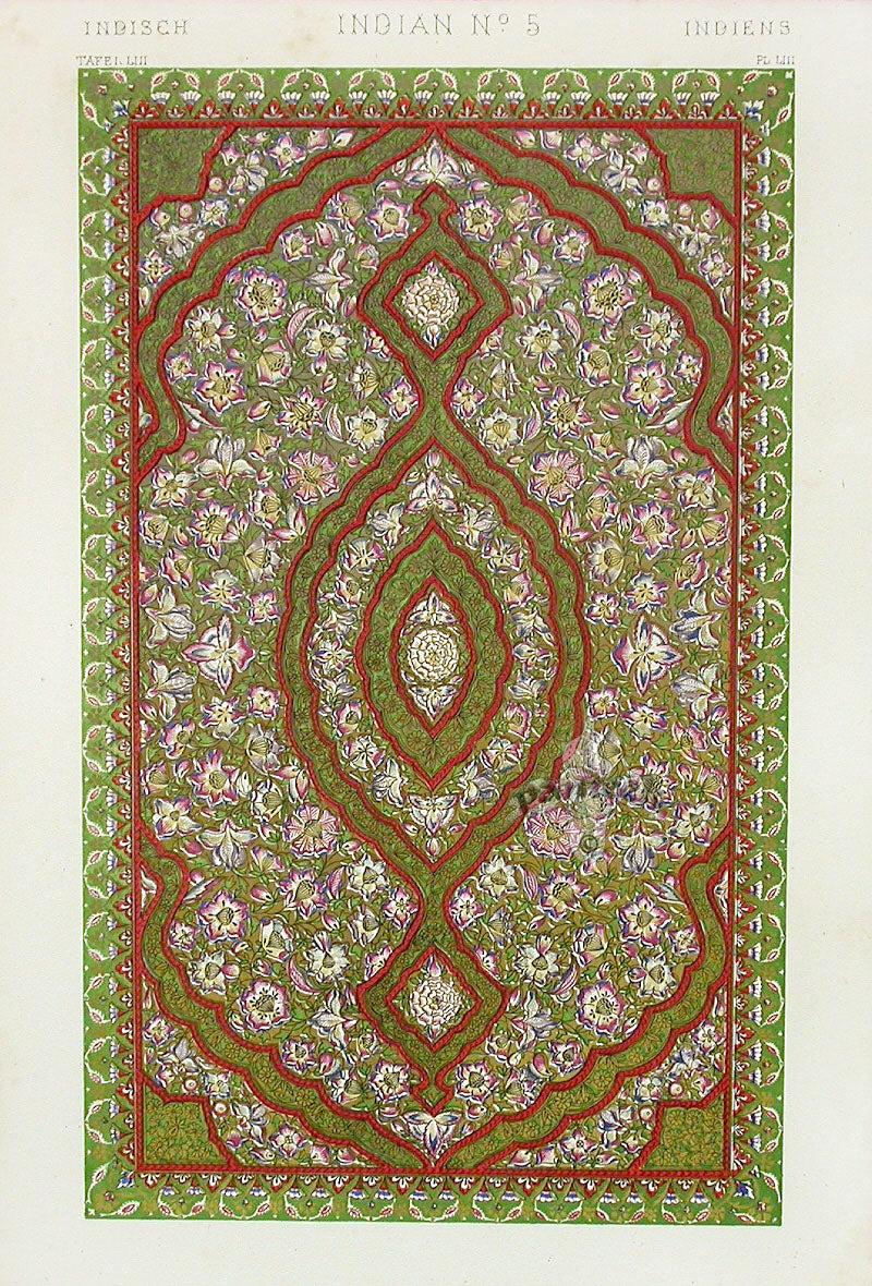 Owen Jones Grammar of Ornament Antique Print Indian Tapestry