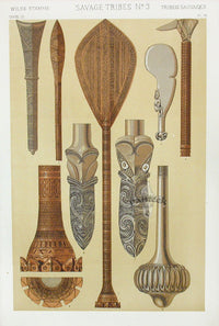 Owen Jones Grammar of Ornament Antique Print Tribal Tools - Panteek Antique Prints