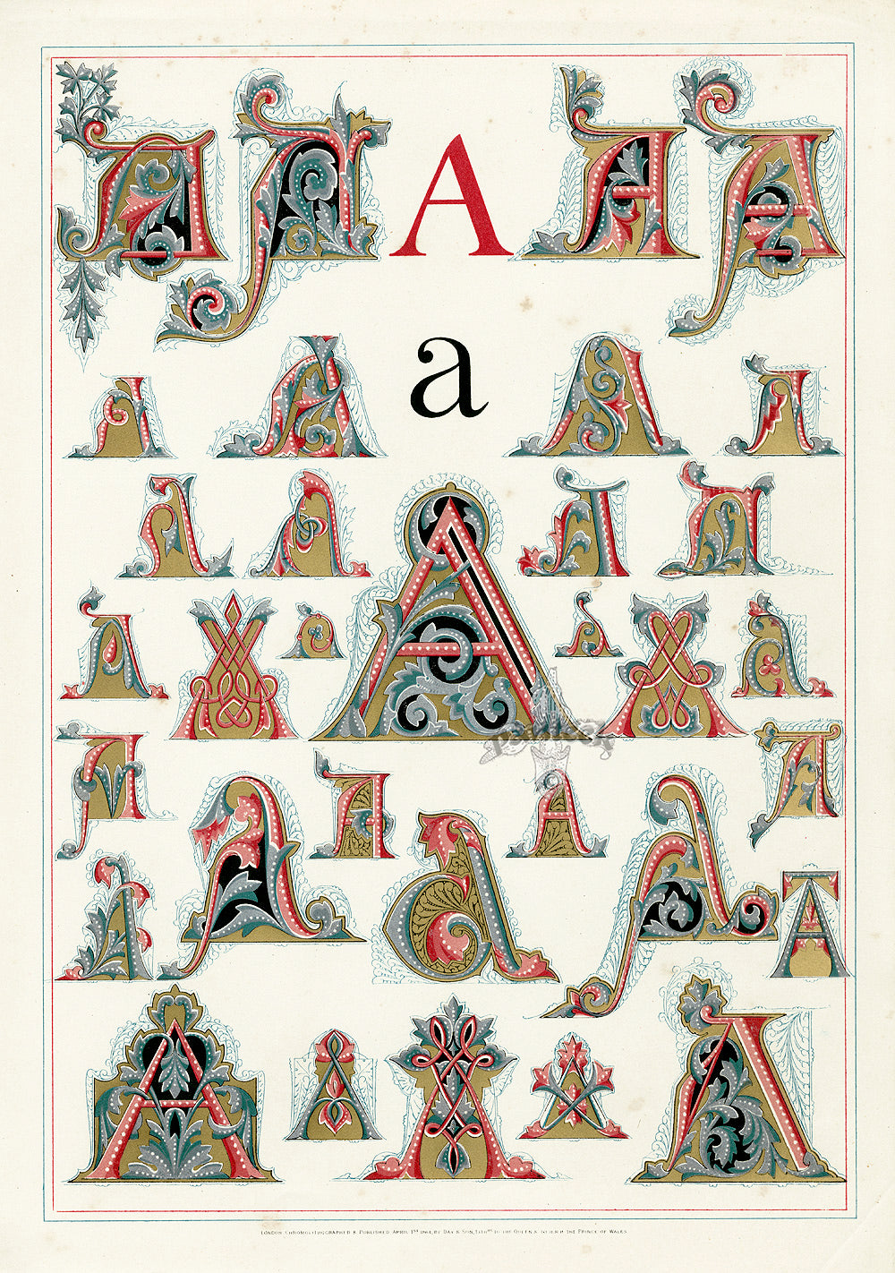 Owen Jones Initial Designs 1864 Print Letter A