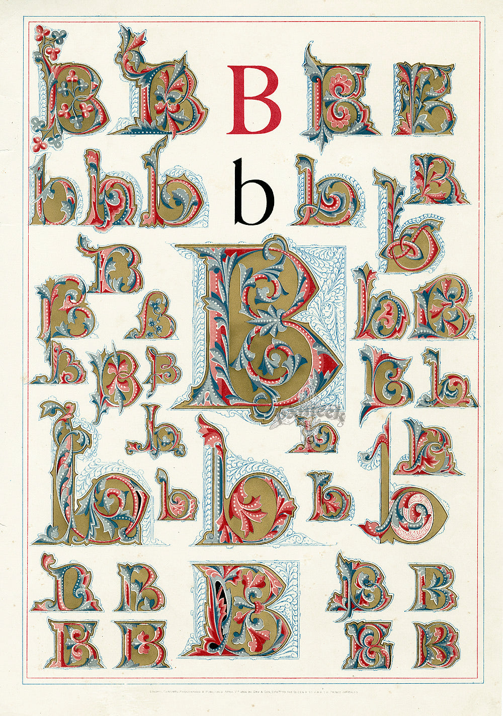 Owen Jones Initial Designs 1864 Print Letter B