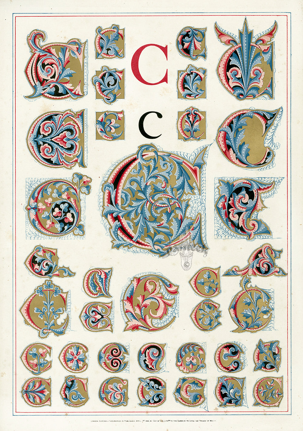 Owen Jones Initial Designs 1864 Print Letter C