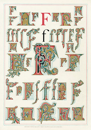 Owen Jones Initial Designs 1864 Print Letter F