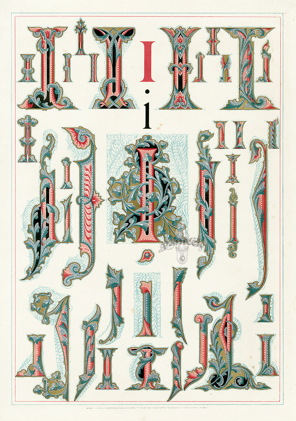 Owen Jones Initial Designs 1864 Print Letter I