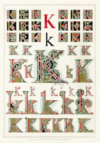 Owen Jones Initial Designs 1864 Print Letter K - Panteek Antique Prints