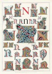 Owen Jones Initial Designs 1864 Print Letter N - Panteek Antique Prints