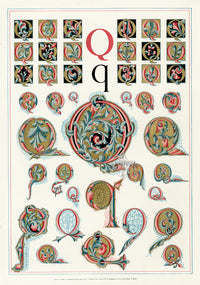 Owen Jones Initial Designs 1864 Print Letter Q - Panteek Antique Prints