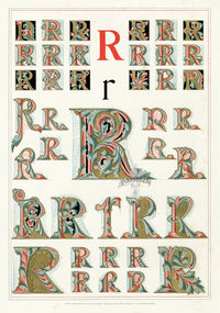 Owen Jones Initial Designs 1864 Print Letter R - Panteek Antique Prints