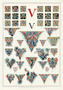 Owen Jones Initial Designs 1864 Print Letter V - Panteek Antique Prints