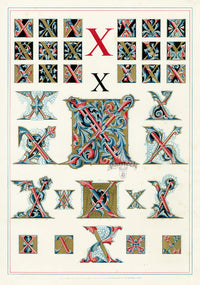 Owen Jones Initial Designs 1864 Print Letter X - Panteek Antique Prints