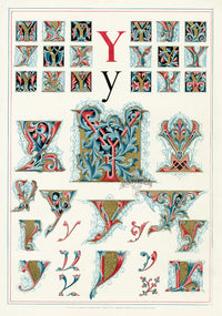 Owen Jones Initial Designs 1864 Print Letter Y - Panteek Antique Prints