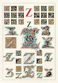 Owen Jones Initial Designs 1864 Print Letter Z - Panteek Antique Prints