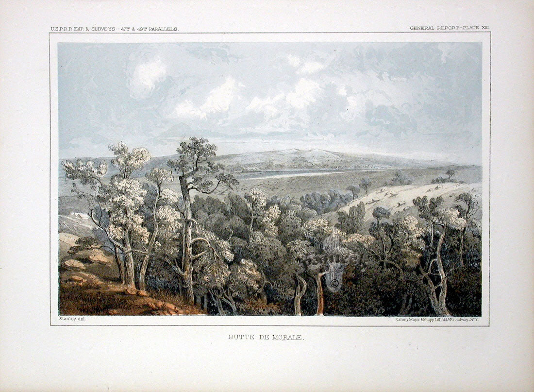 Pacific Railroad Original Print Butte de Morale