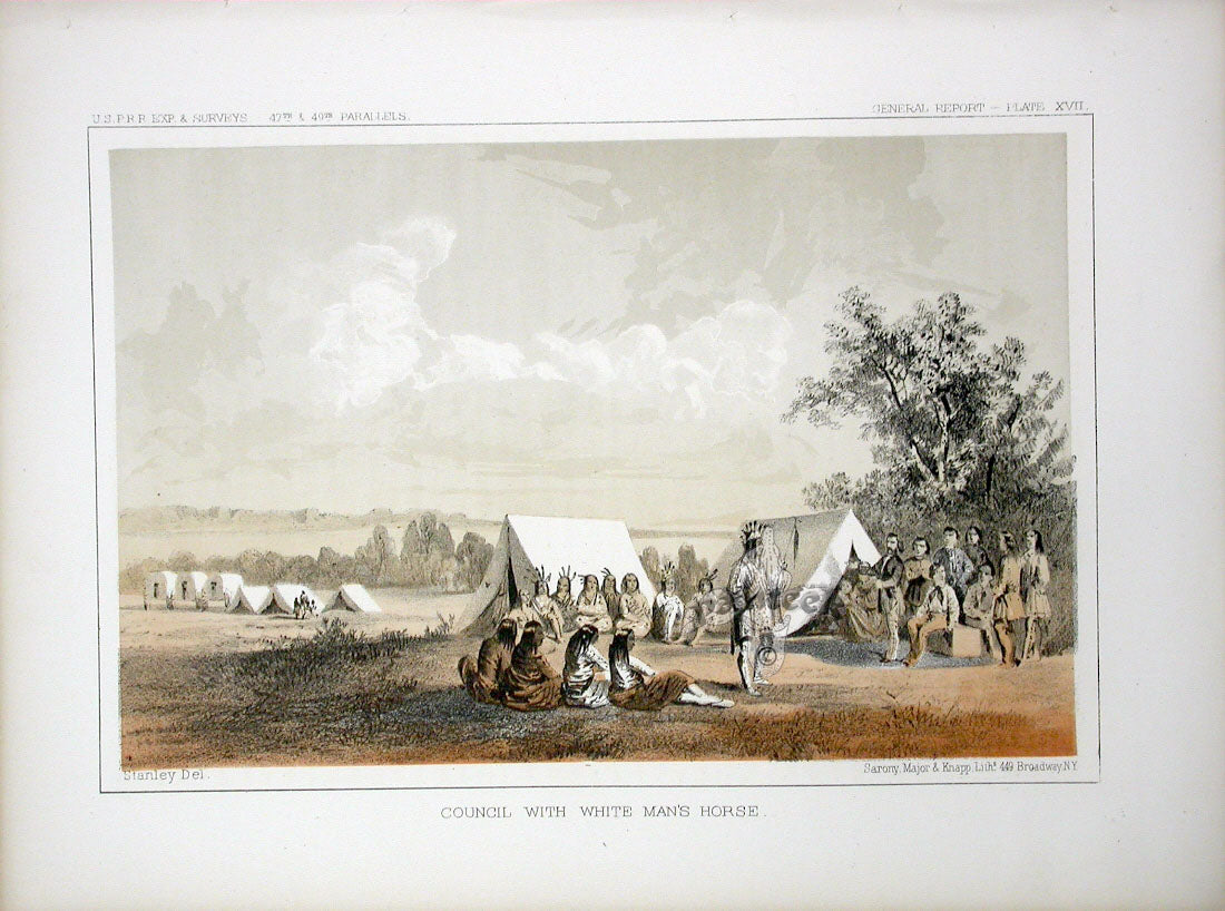 Pacific Railroad Original Print White Man's Horse