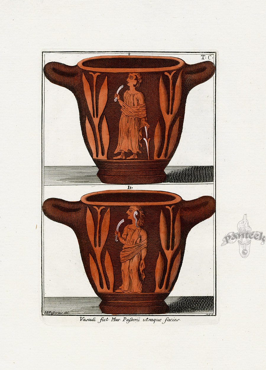 Passeri Antique Print 1775 Vases Both Sides of Vase