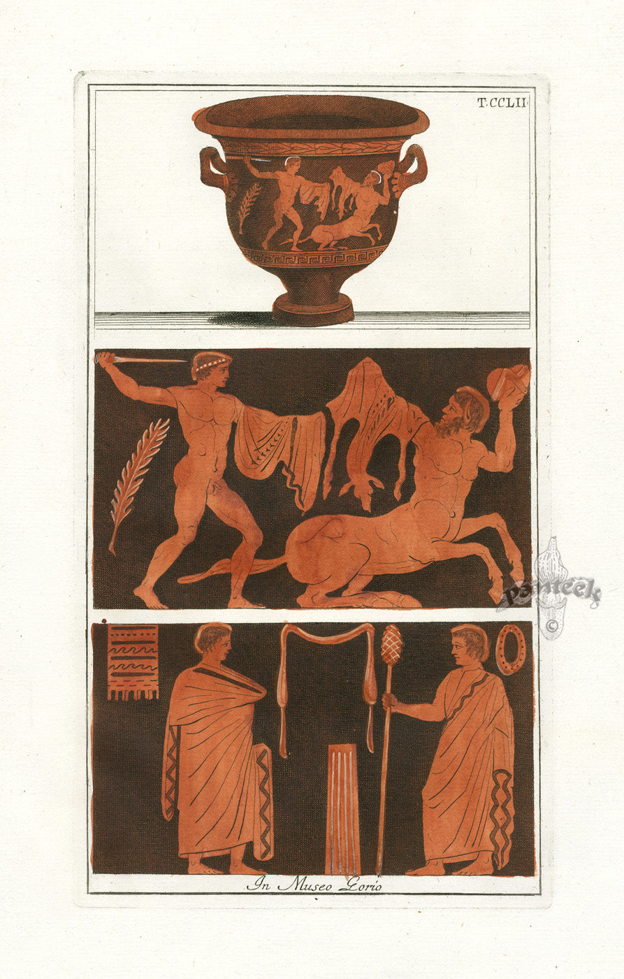 Passeri Antique Print 1775 Vases Gorio Museum, Centaur