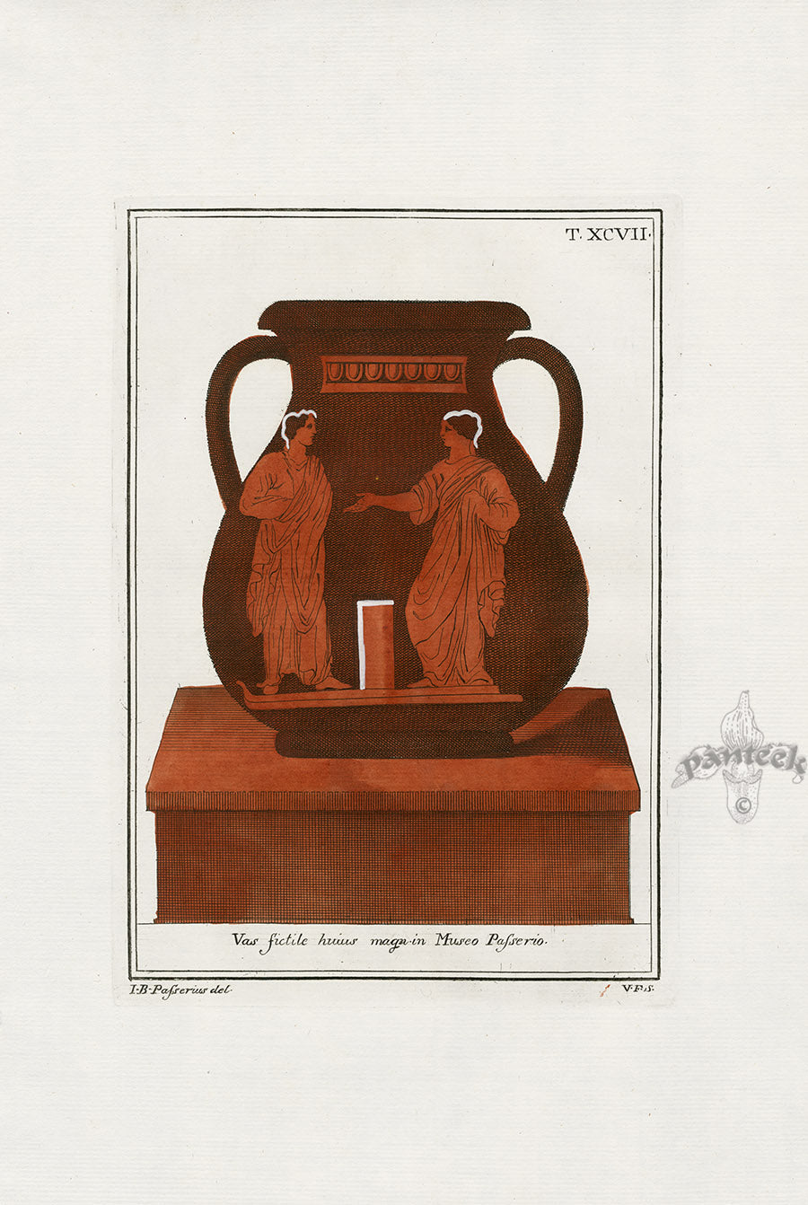 Passeri Antique Print 1775 Vases Museum Passerio, Vase on Stand