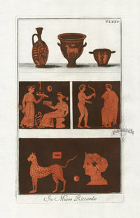 Passeri Antique Print 1775 Vases Riccardio Museum, Leopard - Panteek Antique Prints