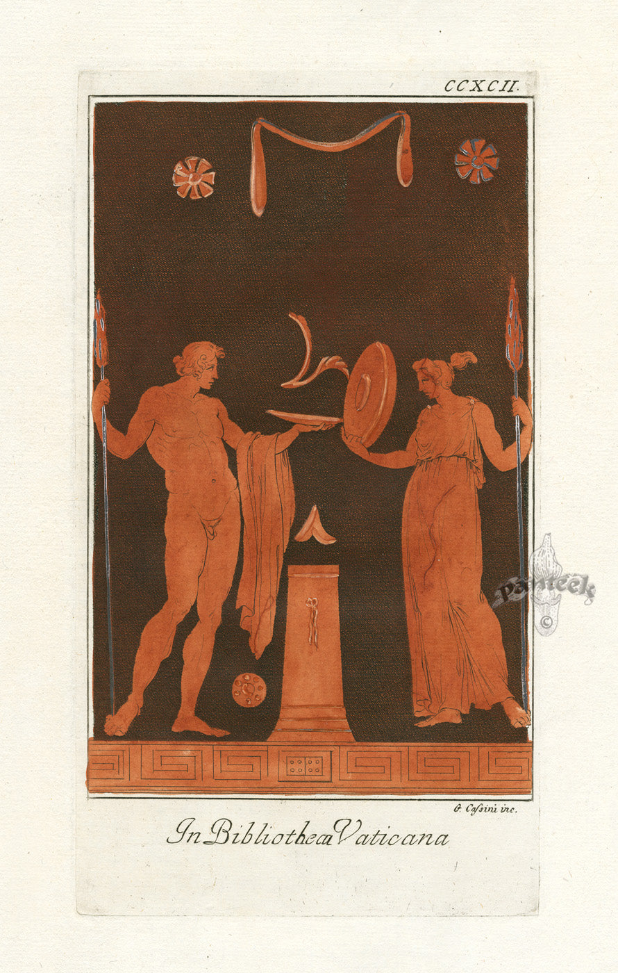 Passeri Antique Print 1775 Vases Vatican Library, Reunion