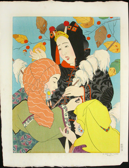Paul Jacoulet Le Chant Des Fileuses, Mongolie - Panteek Antique Prints
