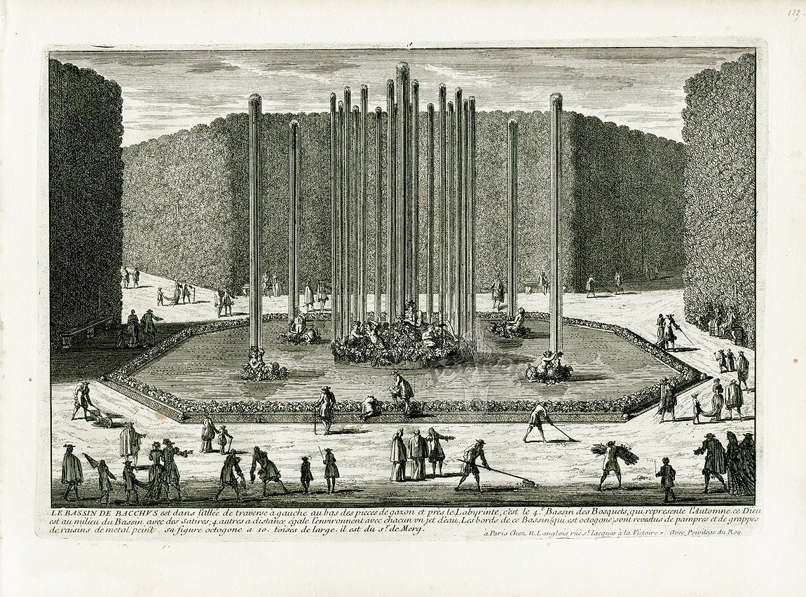 Perelle Original Architectural Engraving France Bassin de Bacchus