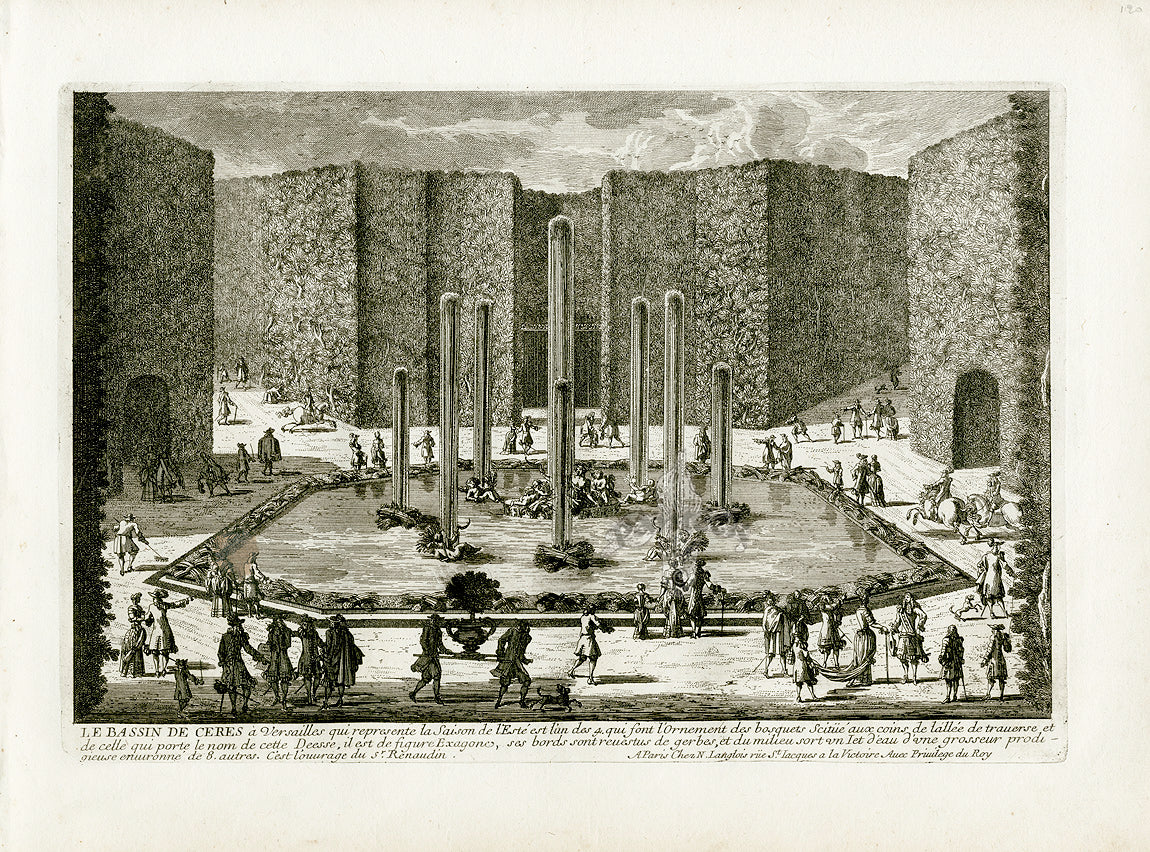 Perelle Original Architectural Engraving France Bassin de Ceres