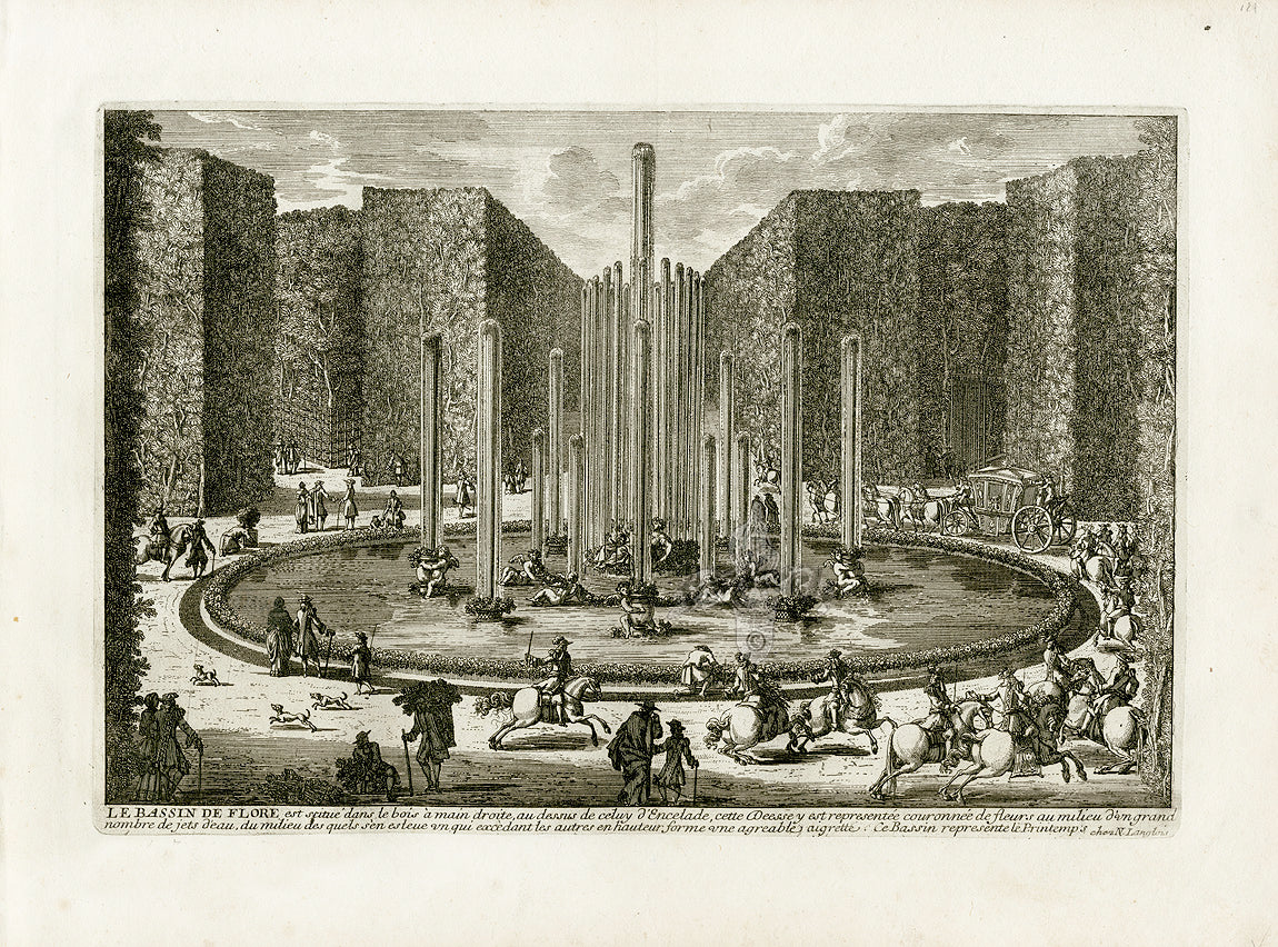 Perelle Original Architectural Engraving France Bassin de Flore