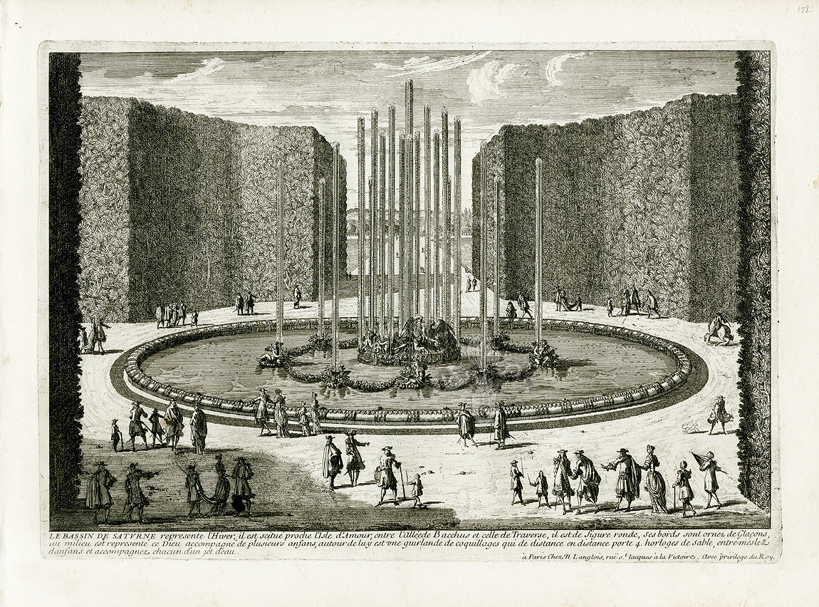 Perelle Original Architectural Engraving France Bassin de Saturne