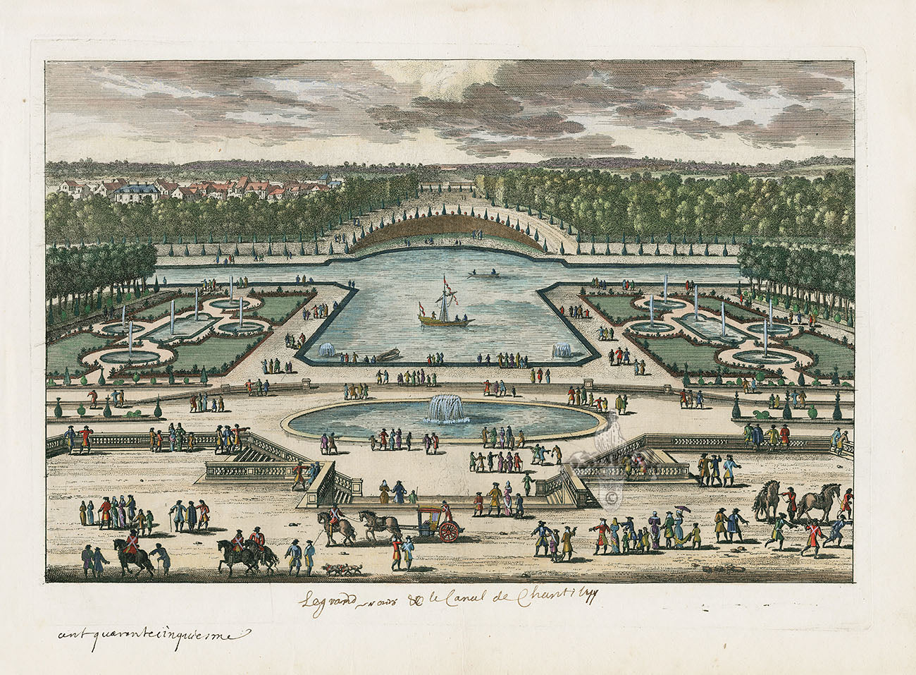 Perelle Original Architectural Engraving France Canal de Chantilly
