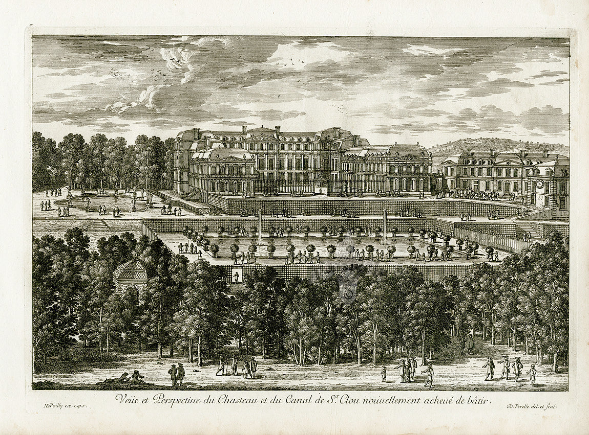 Perelle Original Architectural Engraving France Canal St Clou