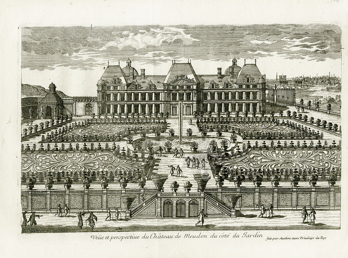 Perelle Original Architectural Engraving France Chateau de Meudon