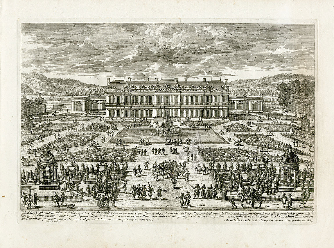 Perelle Original Architectural Engraving France Clagni, Versailles