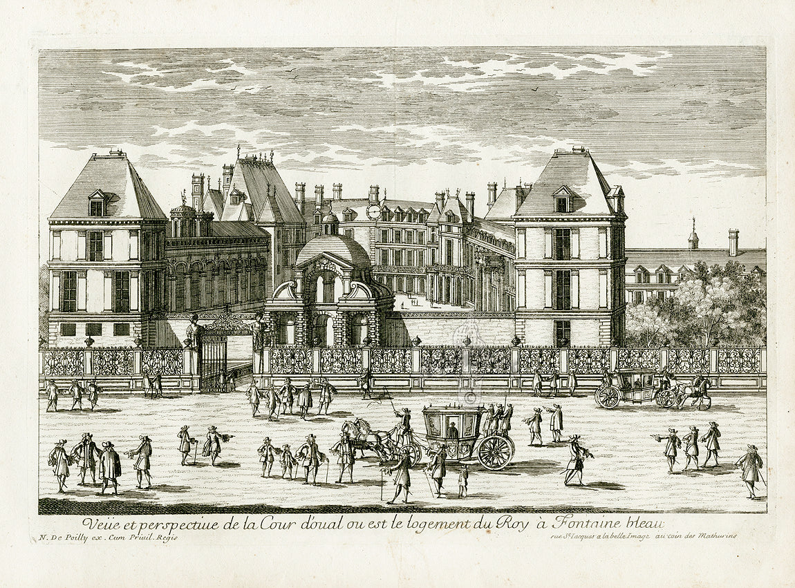 Perelle Original Architectural Engraving France Fontainebleau