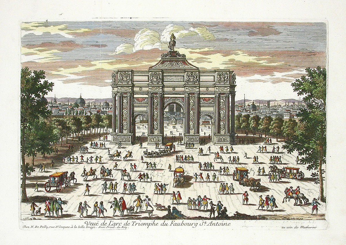 Perelle Original Architectural Engraving France L'Arc de Triomphe