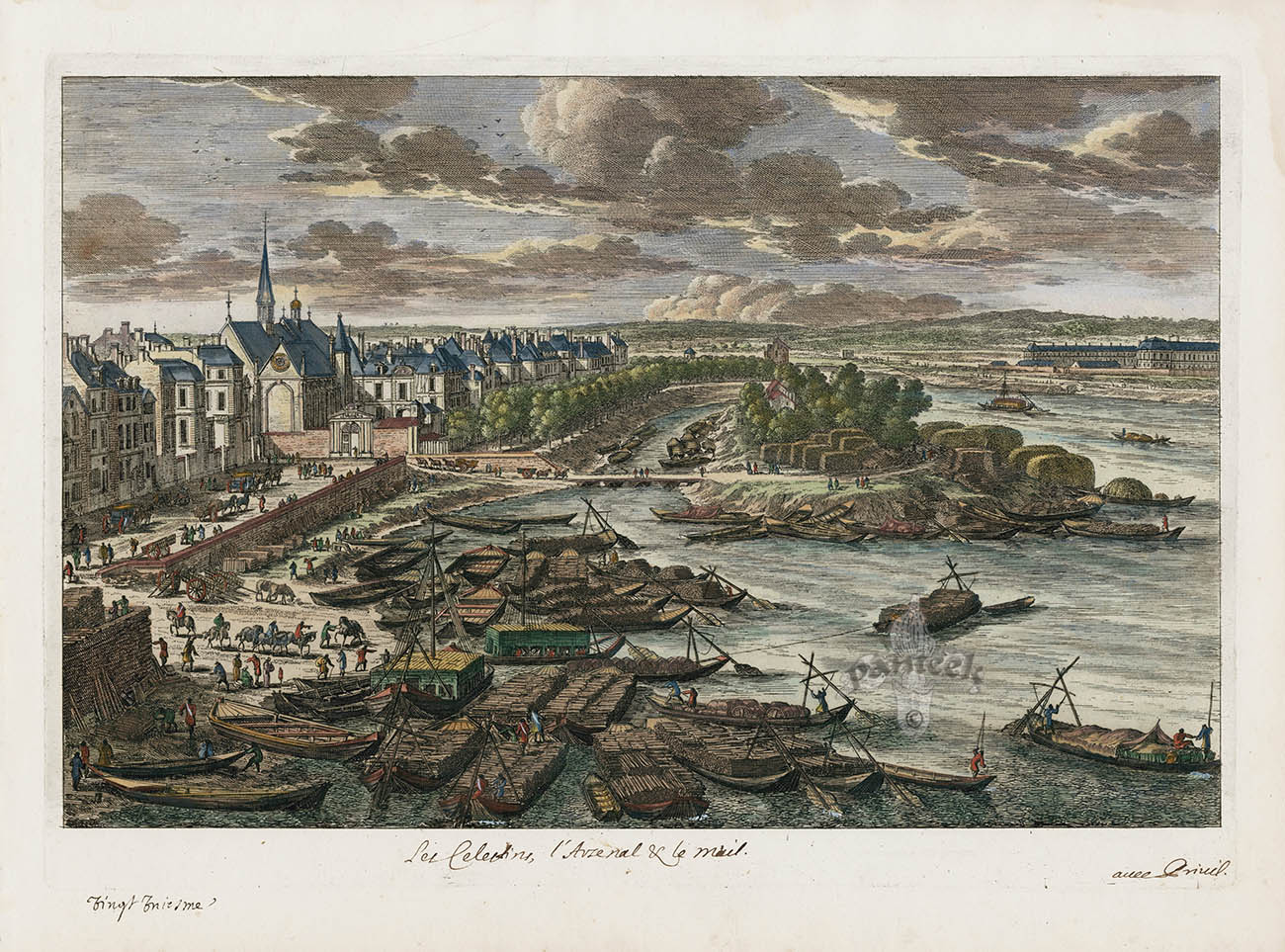 Perelle Original Architectural Engraving France Les Celestins