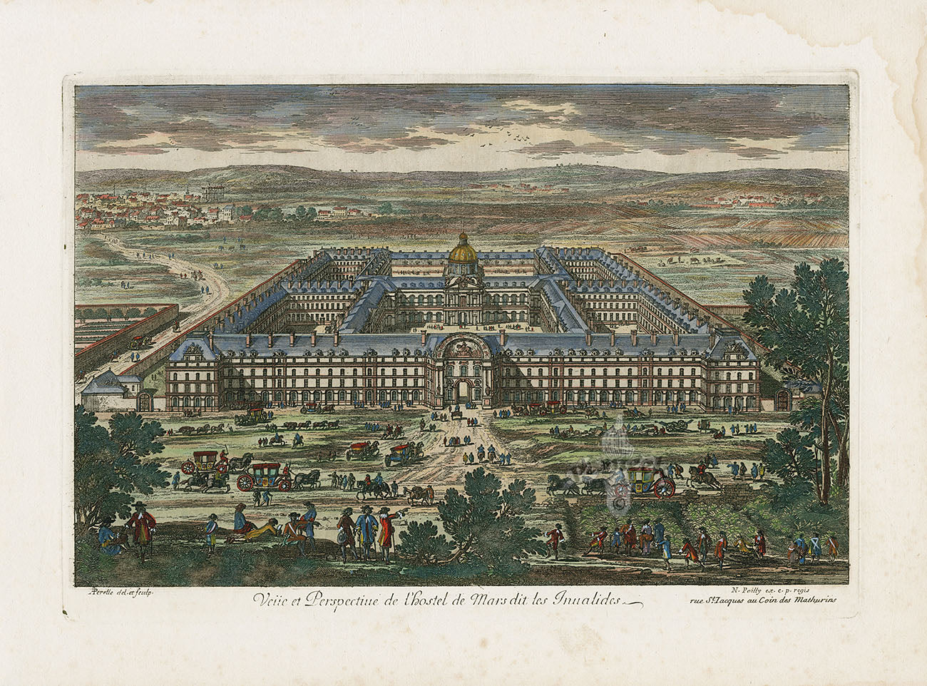 Perelle Original Architectural Engraving France Les Invalides