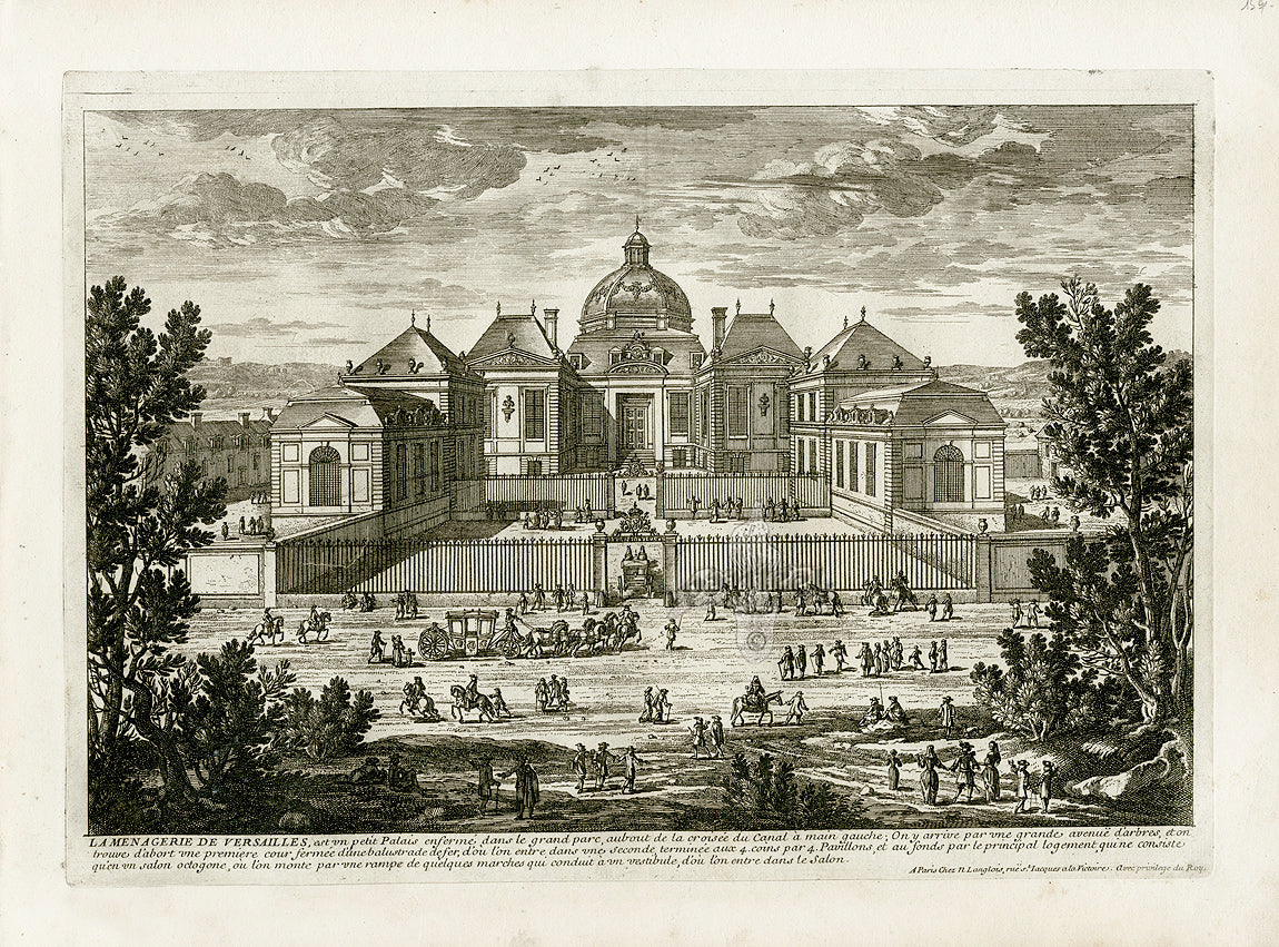 Perelle Original Architectural Engraving France Menagerie Versailles