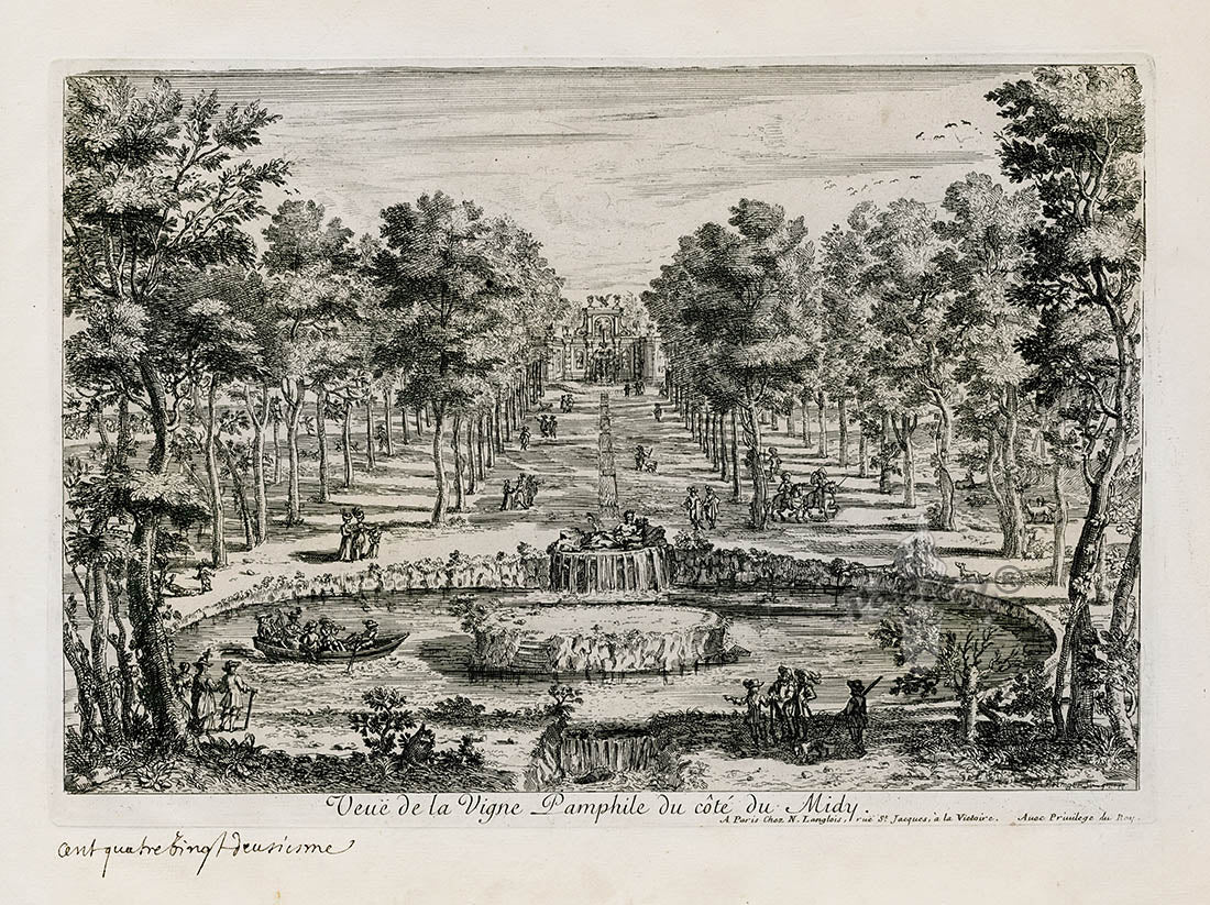 Perelle Original Architectural Engraving France Pamphile Vine