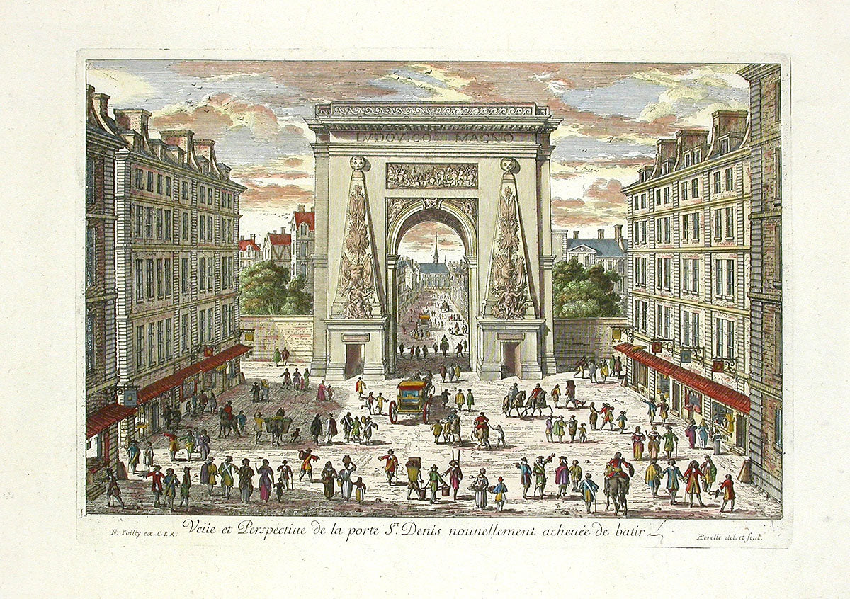 Perelle Original Architectural Engraving France Porte St. Denis