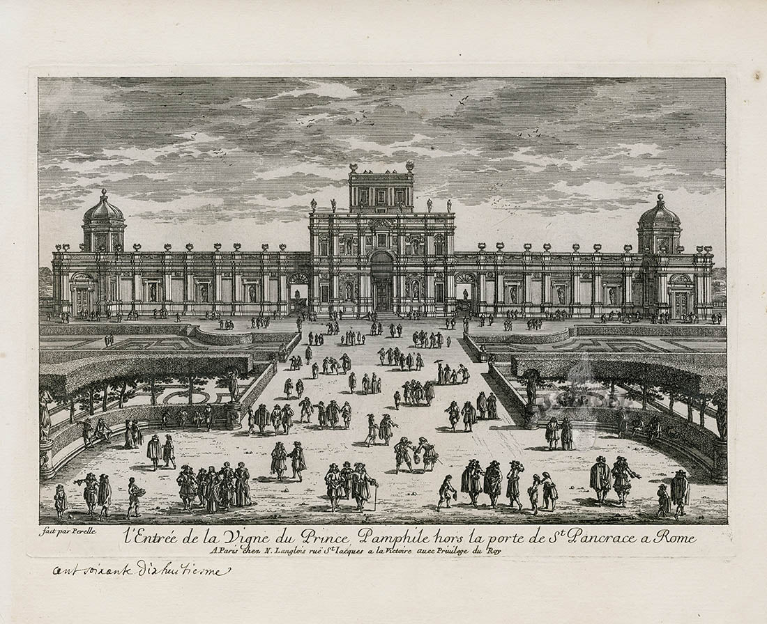 Perelle Original Architectural Engraving France Prince Pamphile