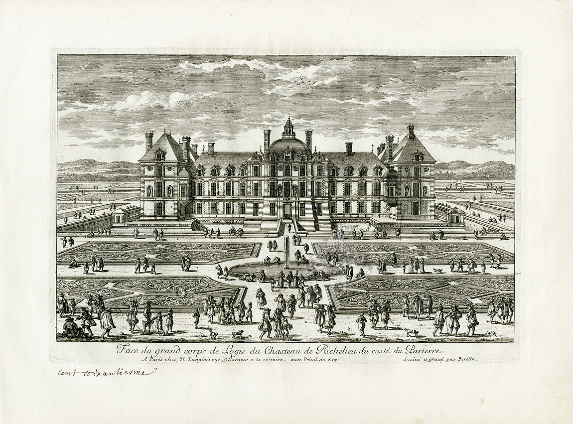 Perelle Original Architectural Engraving France Richelieu