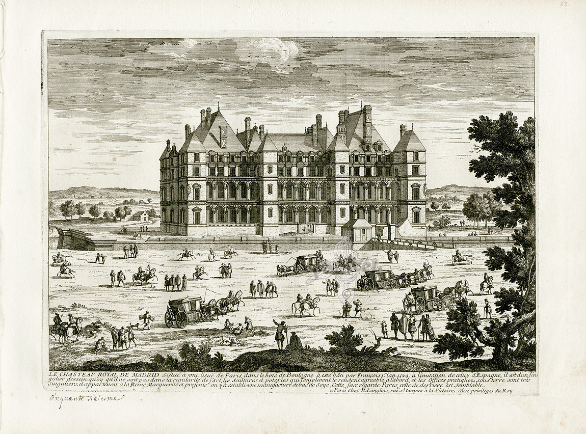 Perelle Original Architectural Engraving France Royal Madrid