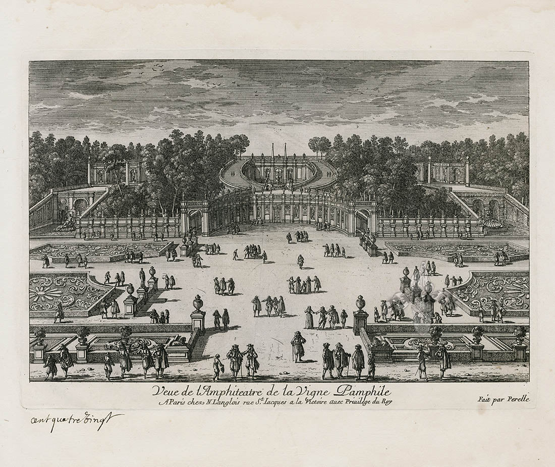 Perelle Original Architectural Engraving France Vigne Pamphile